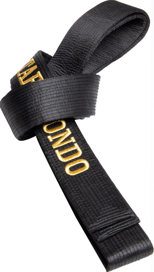 Shiny Taekwon-Do belt with box (with embroidery) “TAEKWONDO”